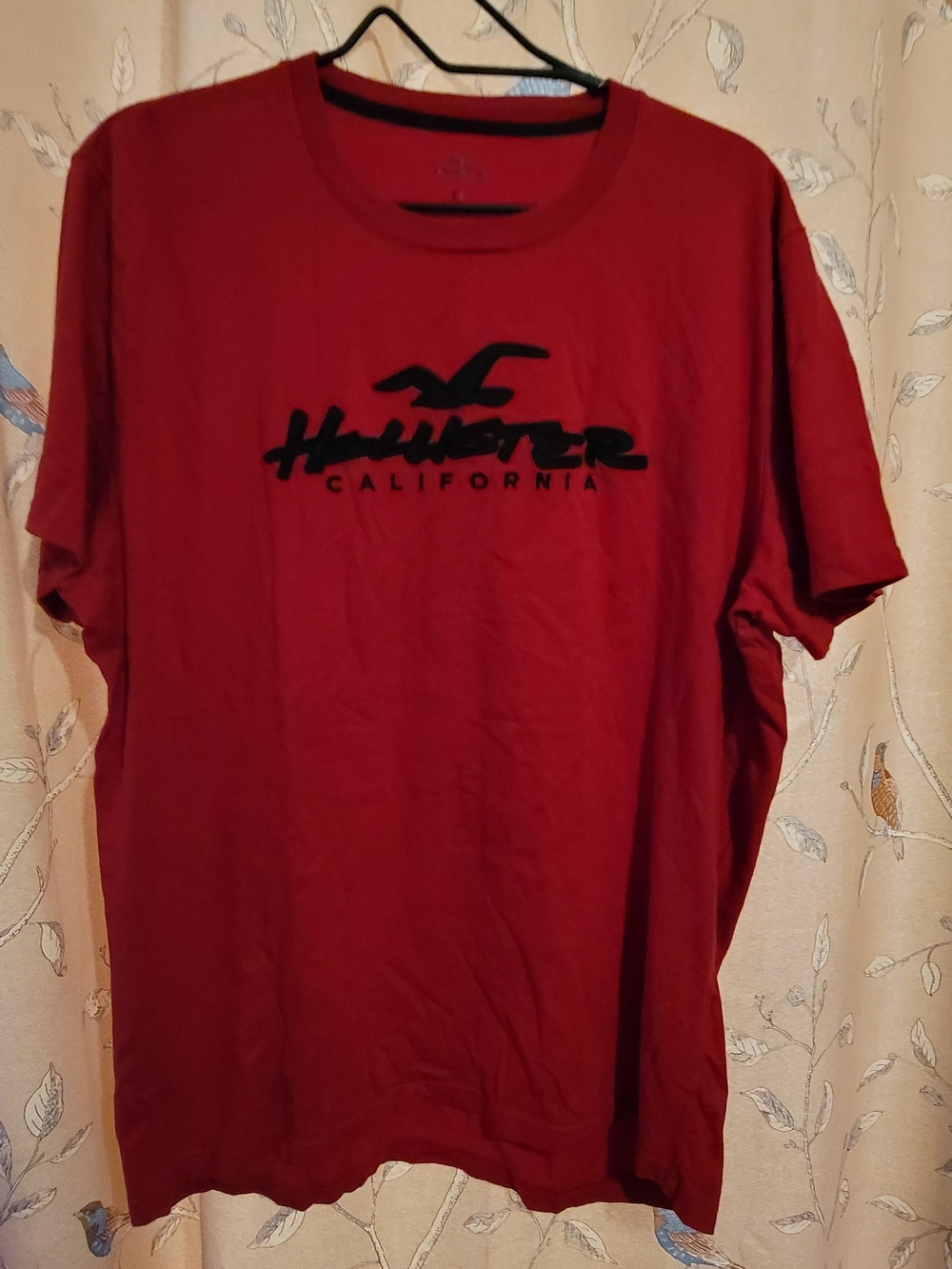 Hollister Men's Red Short Sleeve Tee with Black Logo